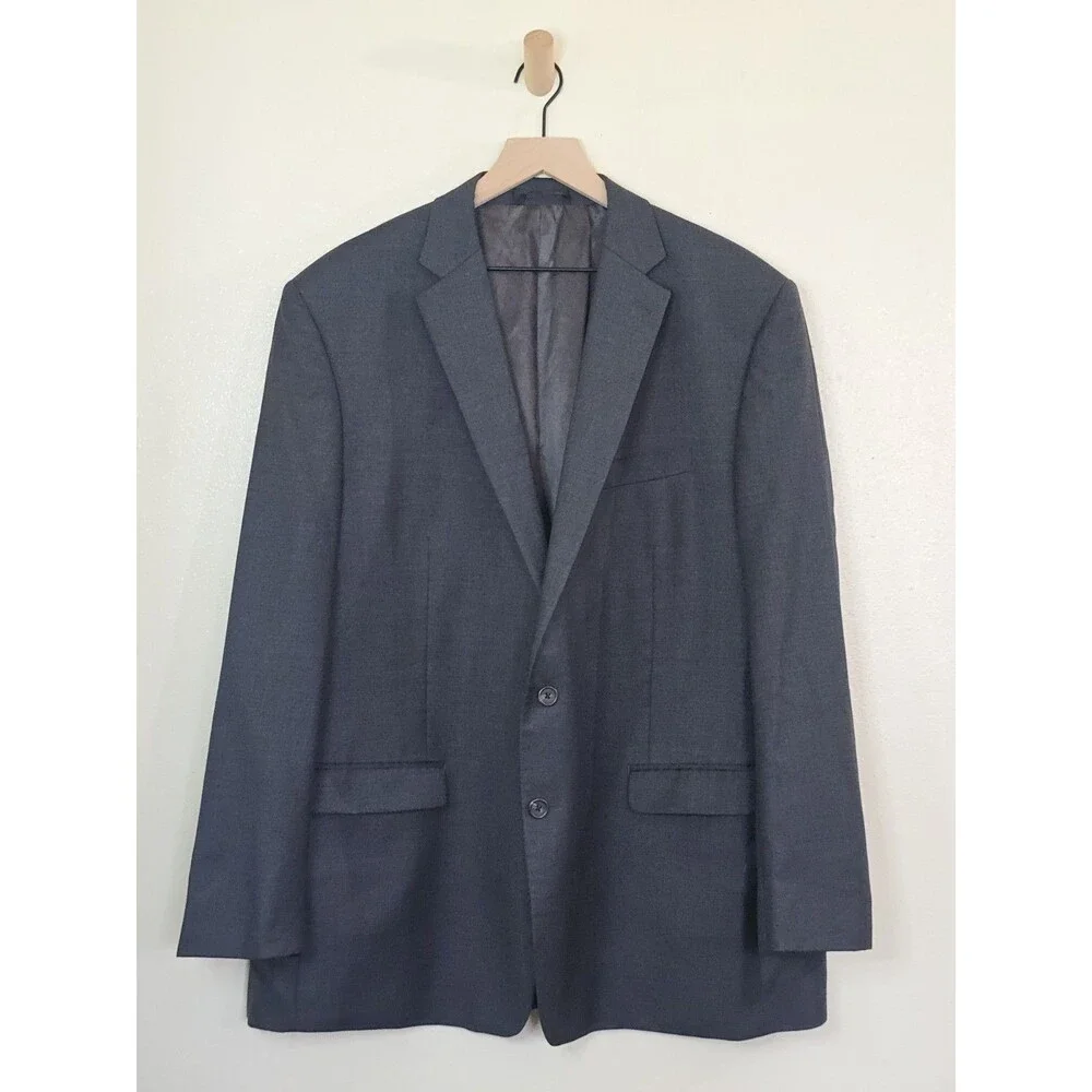 Lauren Ralph Lauren 50L 100% Wool Blazer Sport Coat Gray Windowpane 2 Button